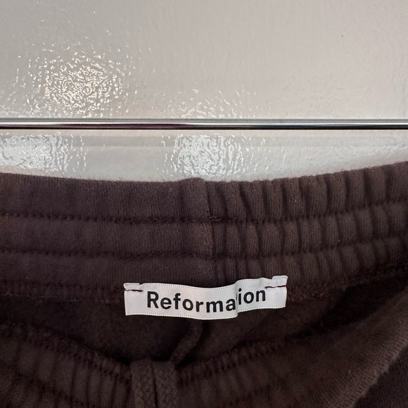 Reformation Wide Leg Chocolate Brown Fleece Sweatpants Size XS - Picture 2 of 4